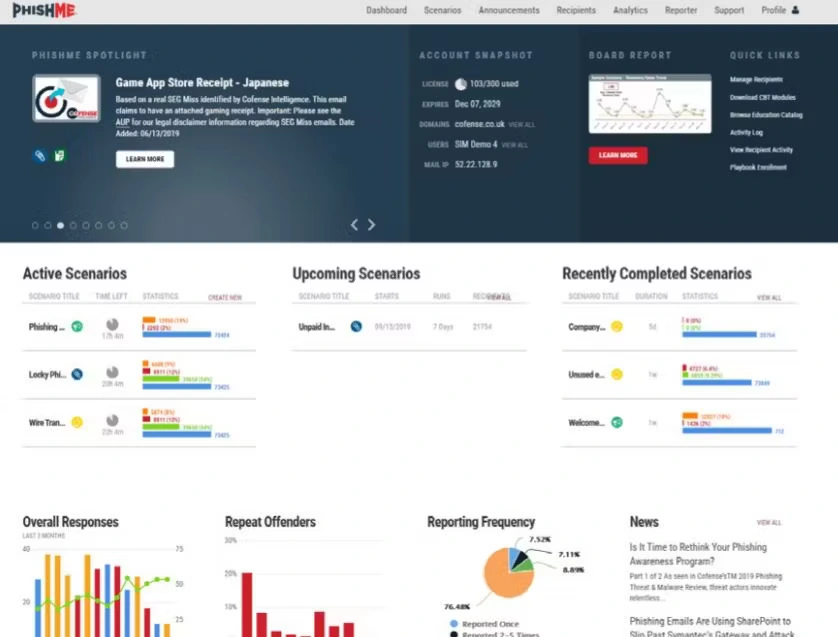 Cofense phishing simulation tool