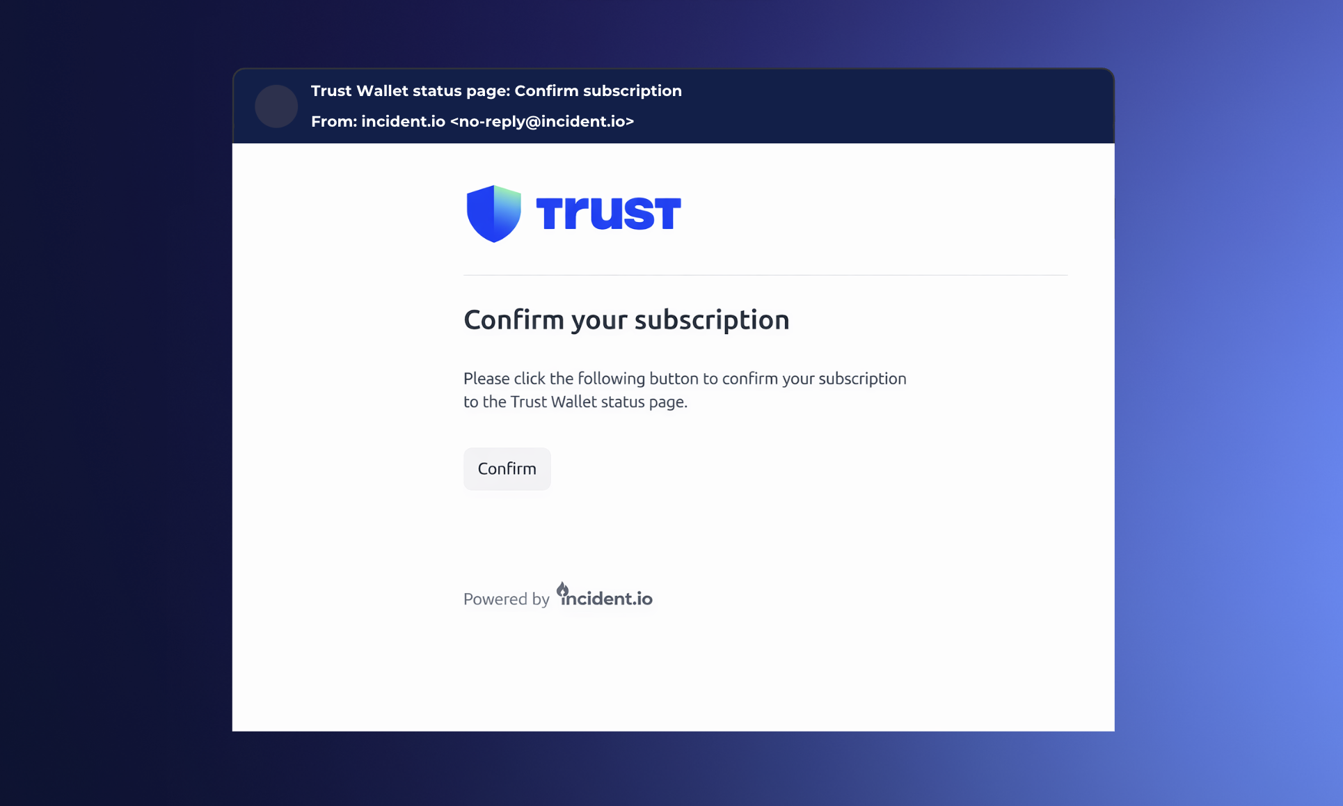 Figure 1. Misused subscription confirmation email