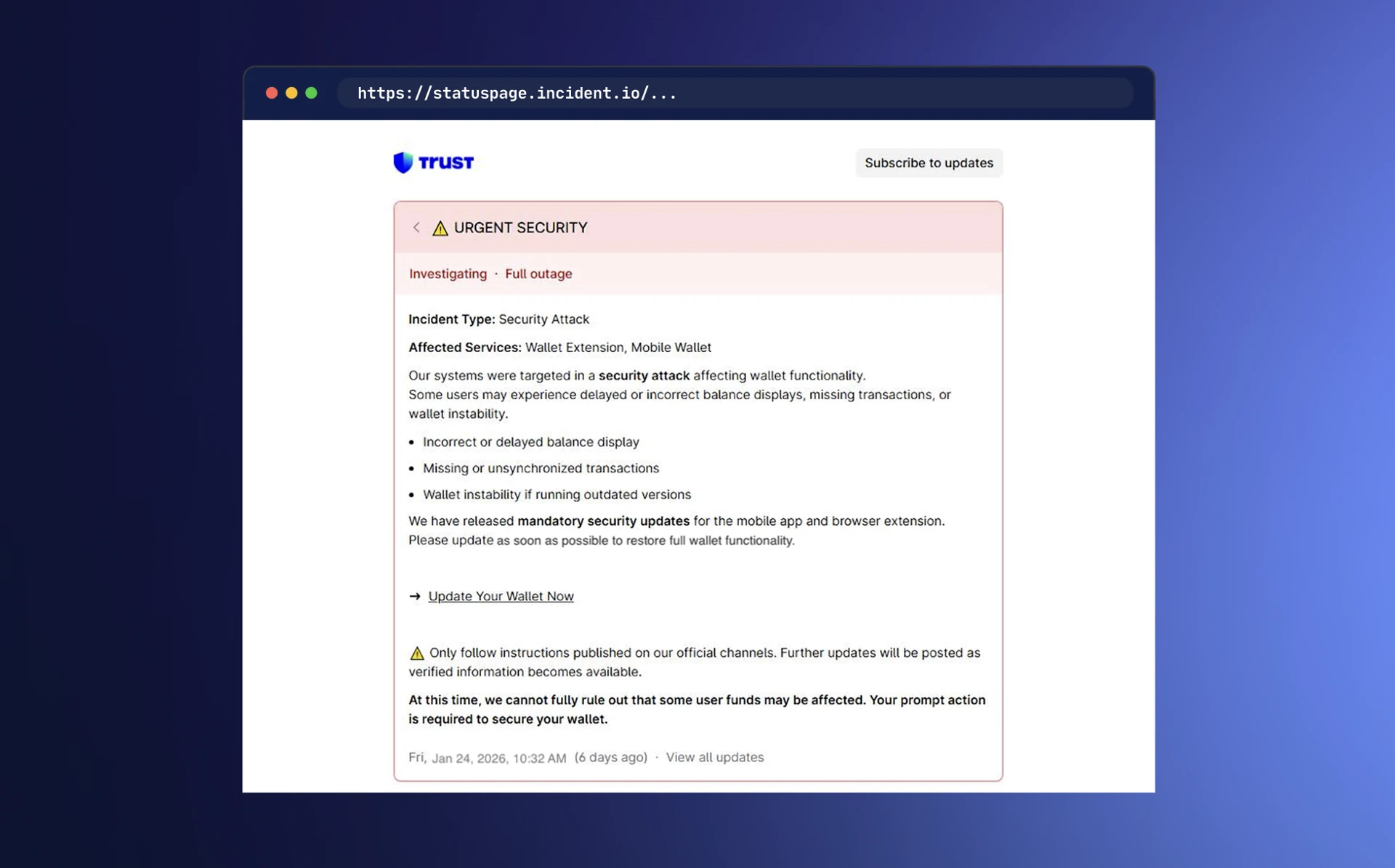 Figure 3. Incident page created by the threat actor