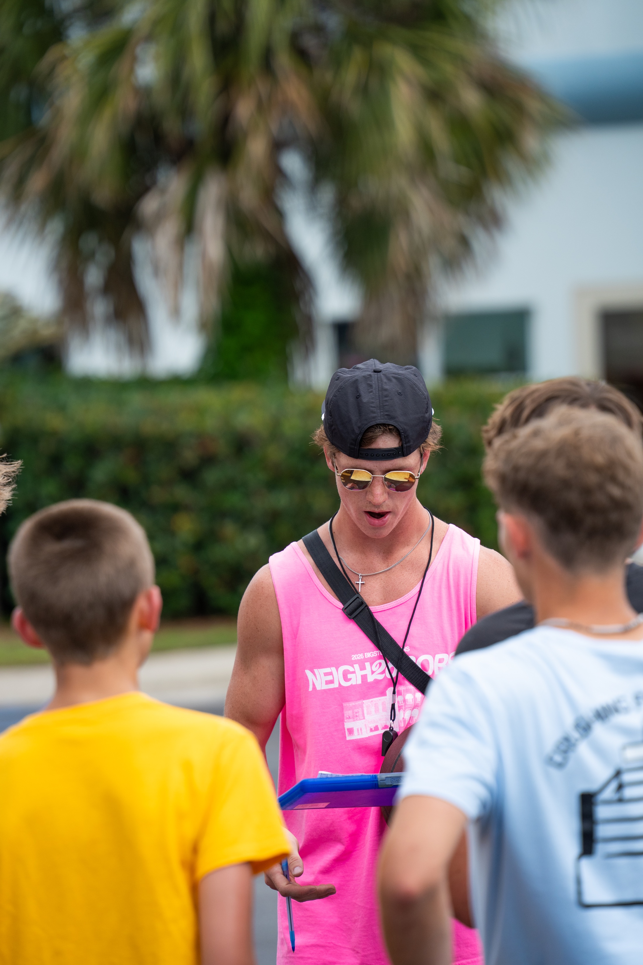 BigStuf intern refereeing a recreation game with students