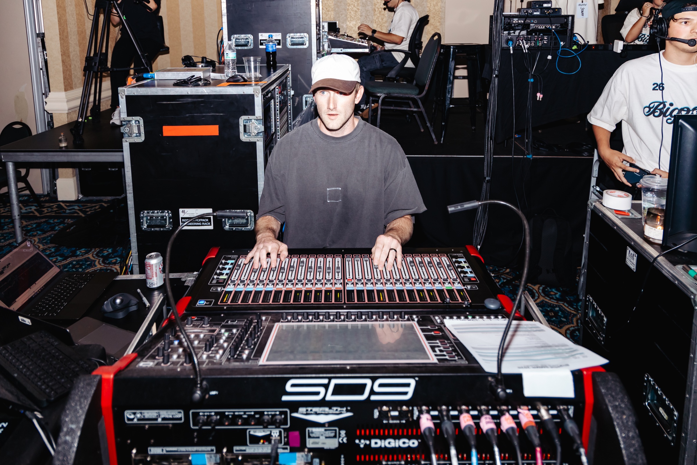 BigStuf intern operating a live audio console during camp