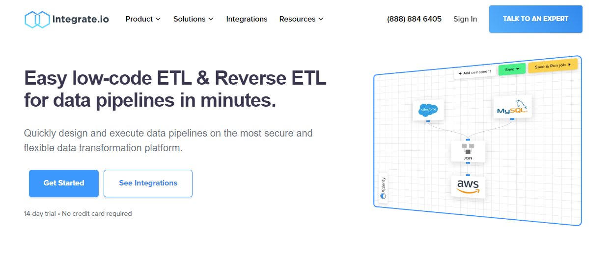 Integrate.io homepage