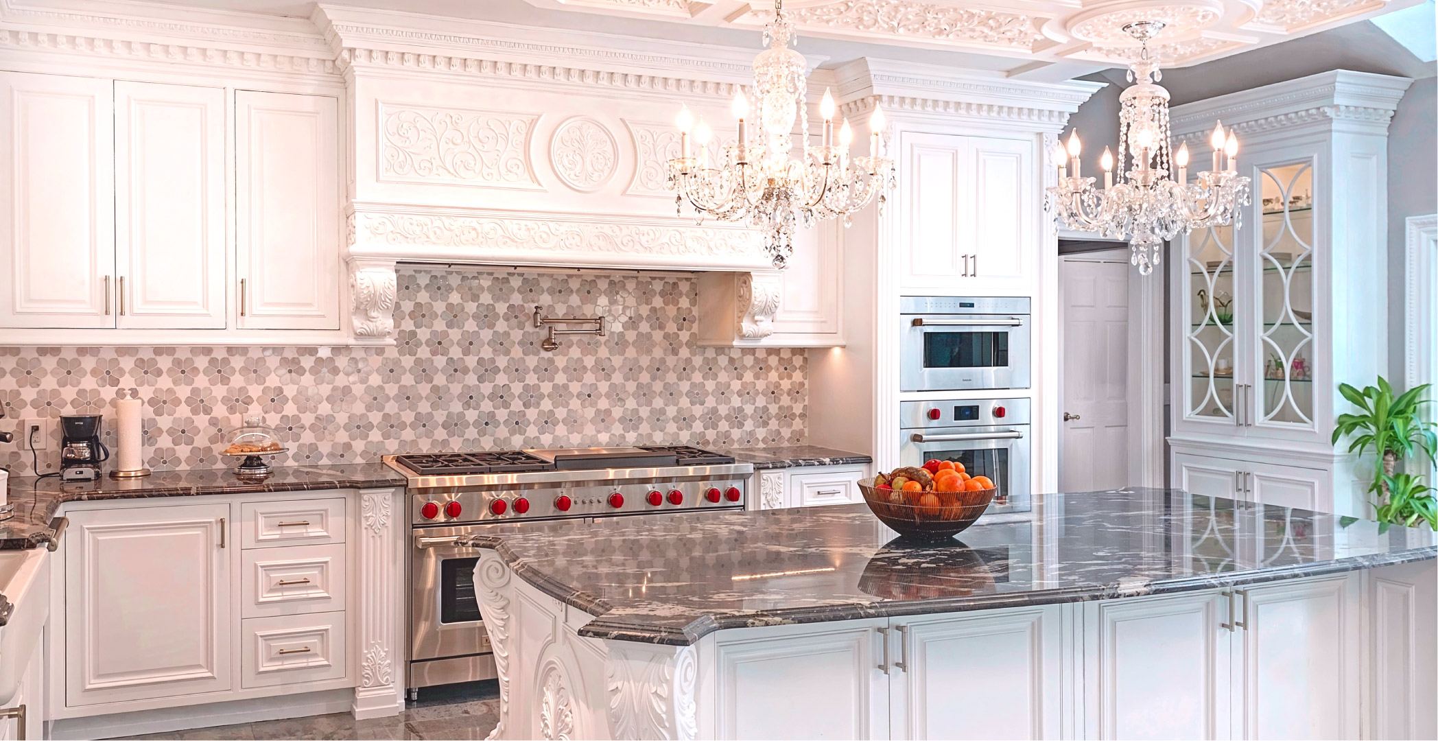 Hand carved white painted kitchen Wayne, NJ