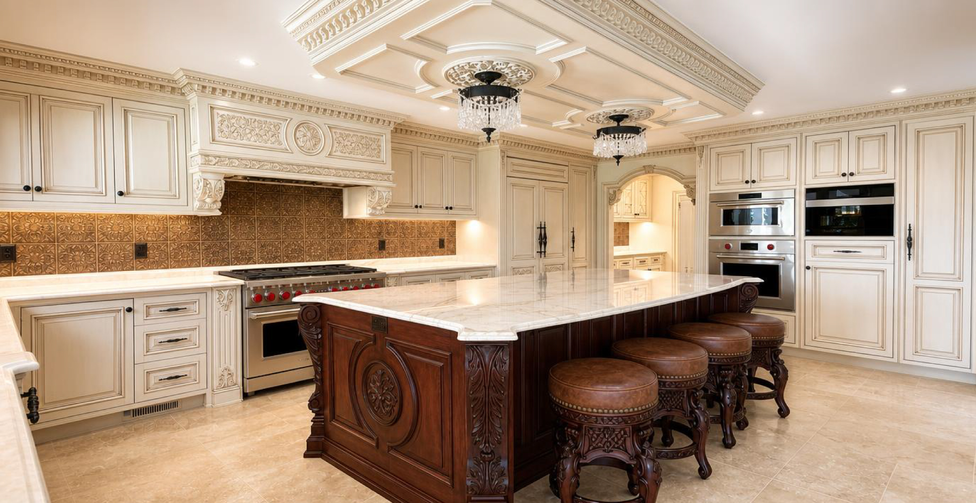 A classic kitchen, carved entirely by hand, detail by detail, in Little Silver, NJ