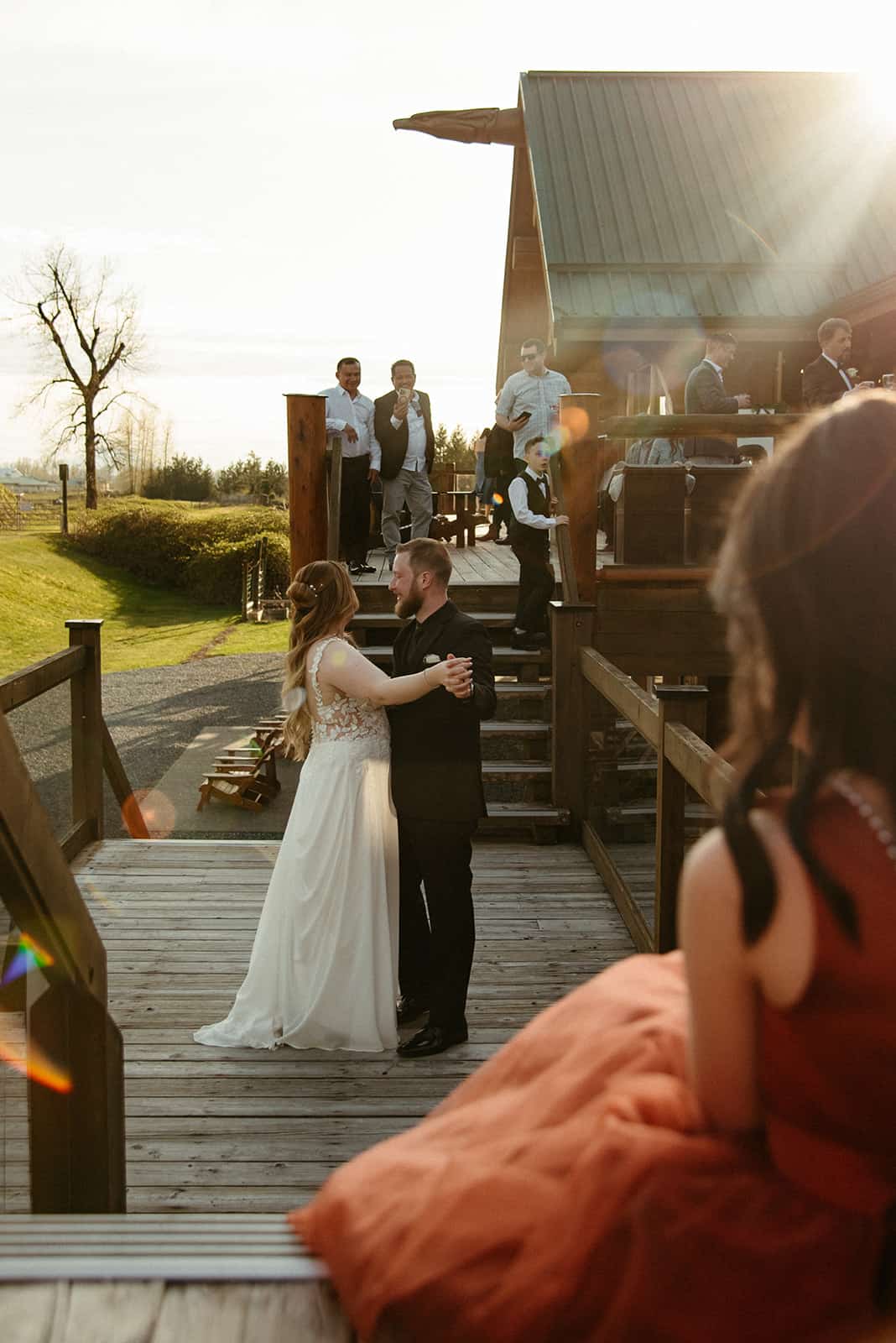 A wedding couple at the Fraser River Lodge near Harrison