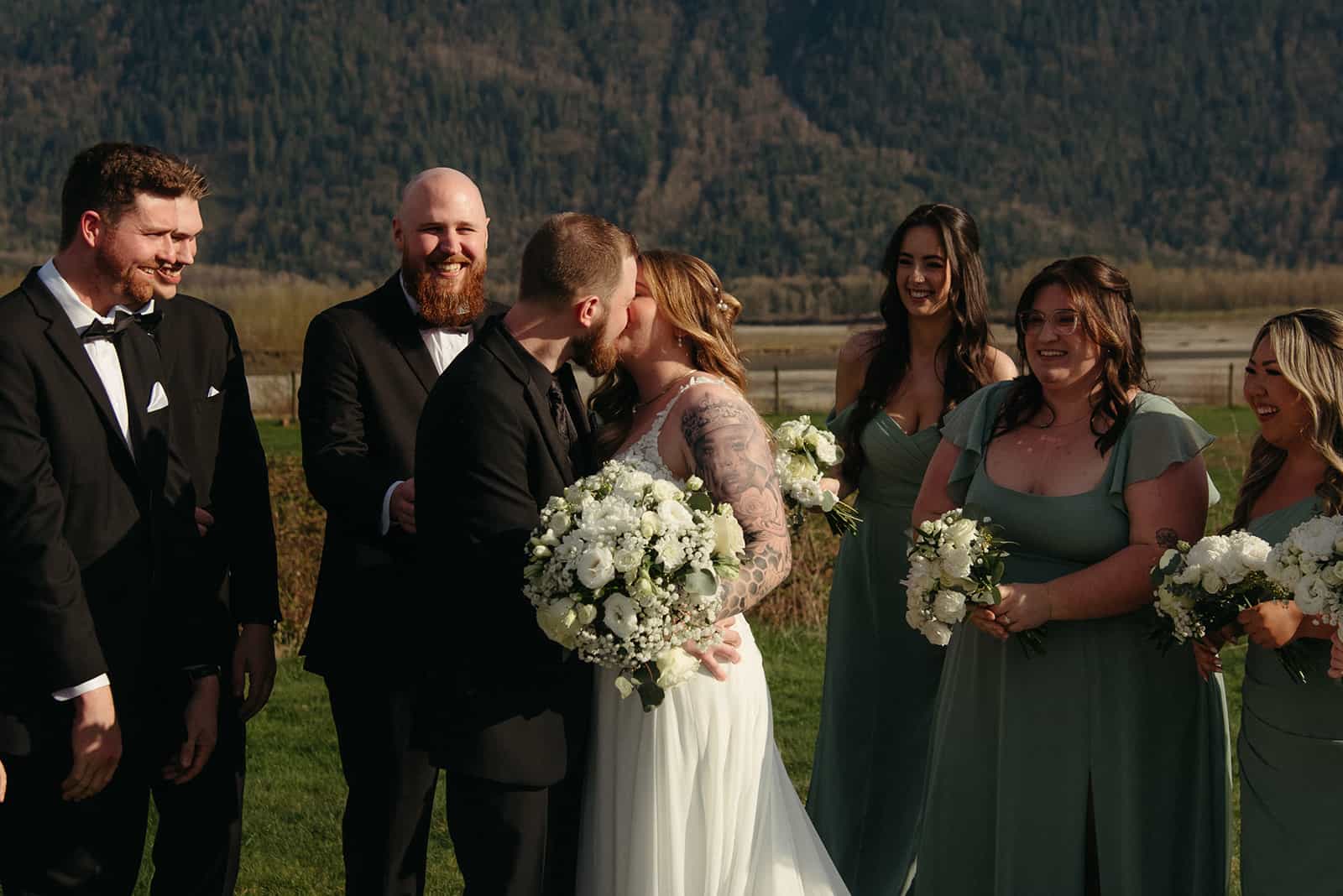 A wedding couple at the Fraser River Lodge in Harrison