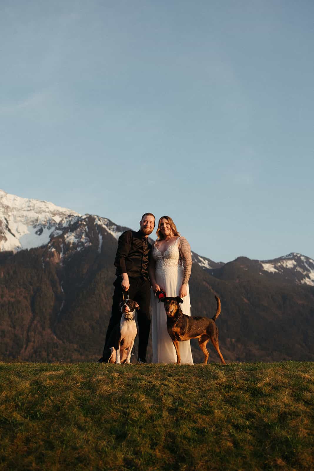 A wedding couple at the Fraser River Lodge near Harrison