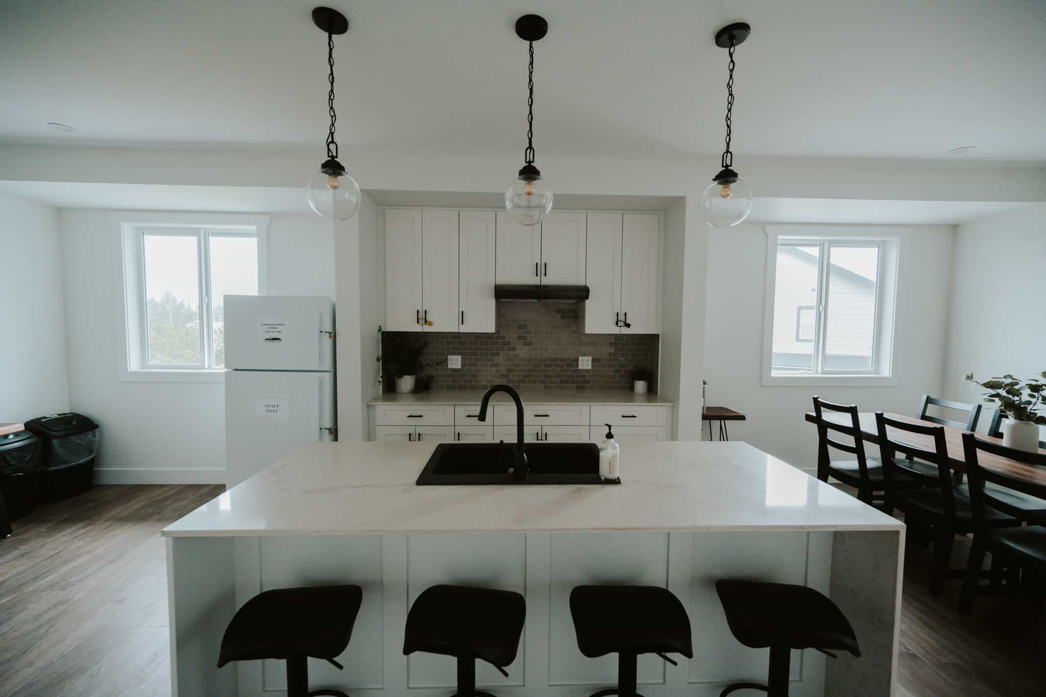 The kitchen in the bison suites at the fraser river lodge