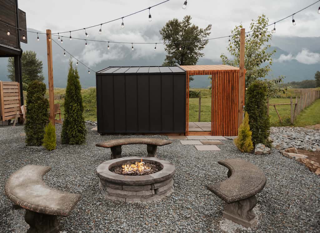 A outdoor sauna at the Fraser River Lodge
