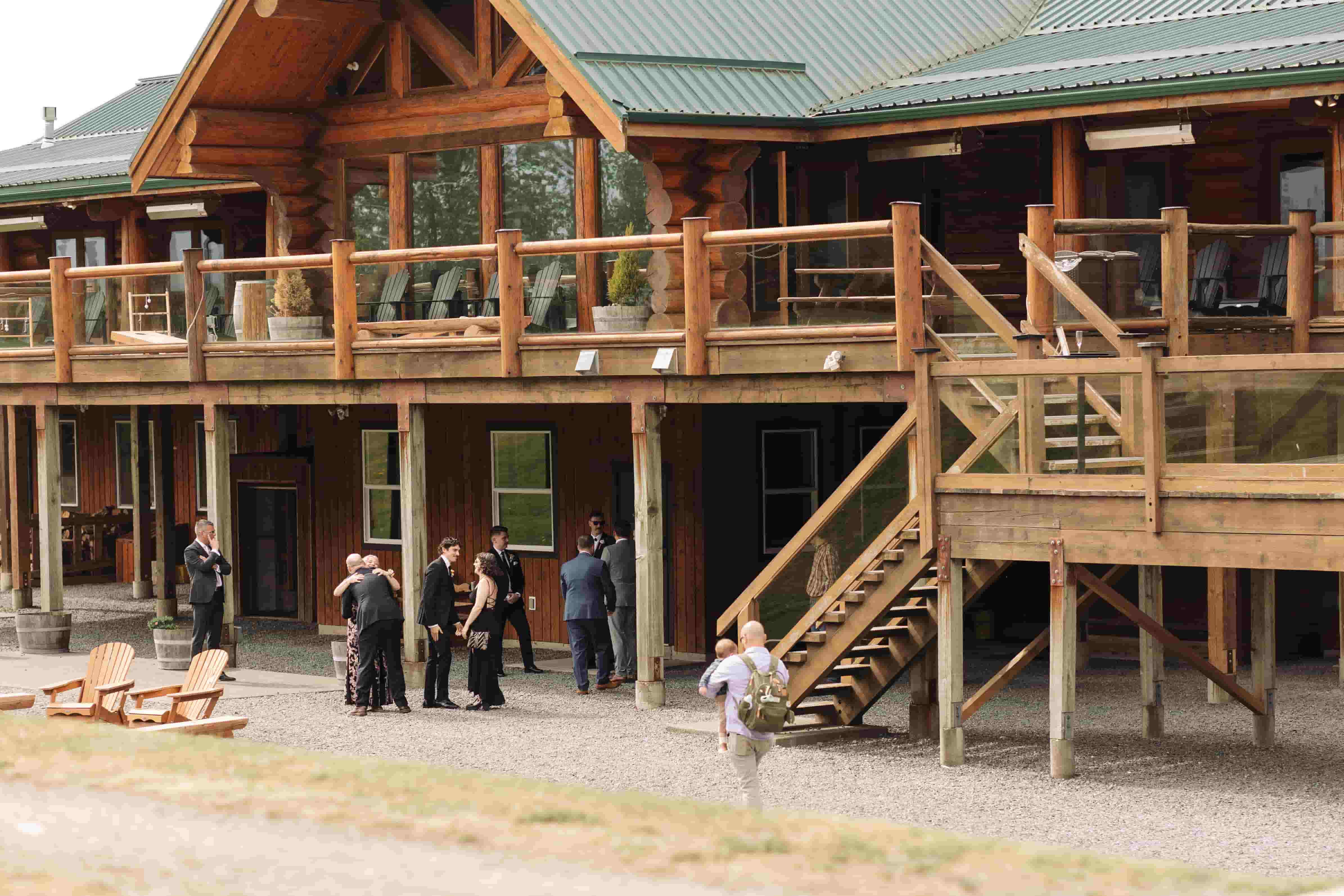 Guests enjoying the Fraser River Lodge grounds