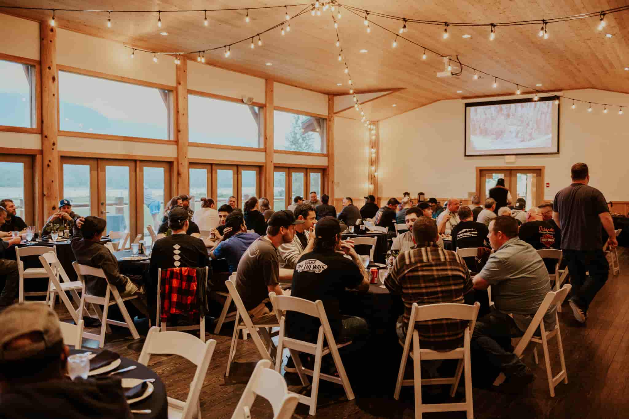 A large group in the Events Hall at the Lodge