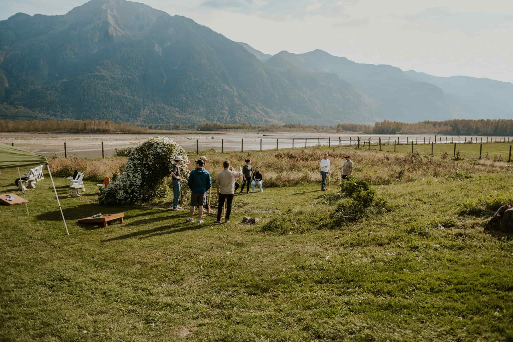 Group yard games at a corporate retreat in the Fraser Valley