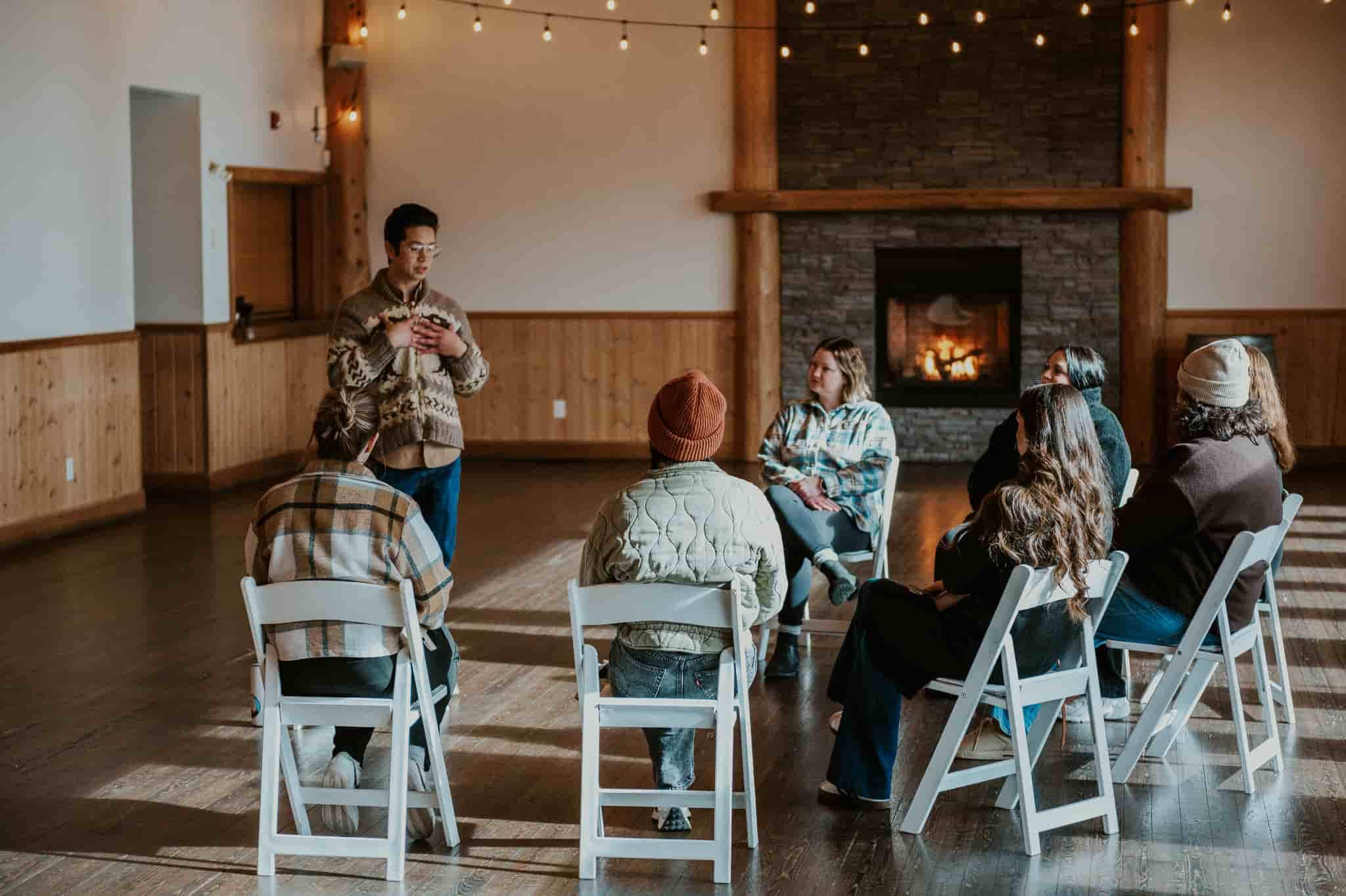 Bright corporate conference room with natural light at Fraser River Lodge