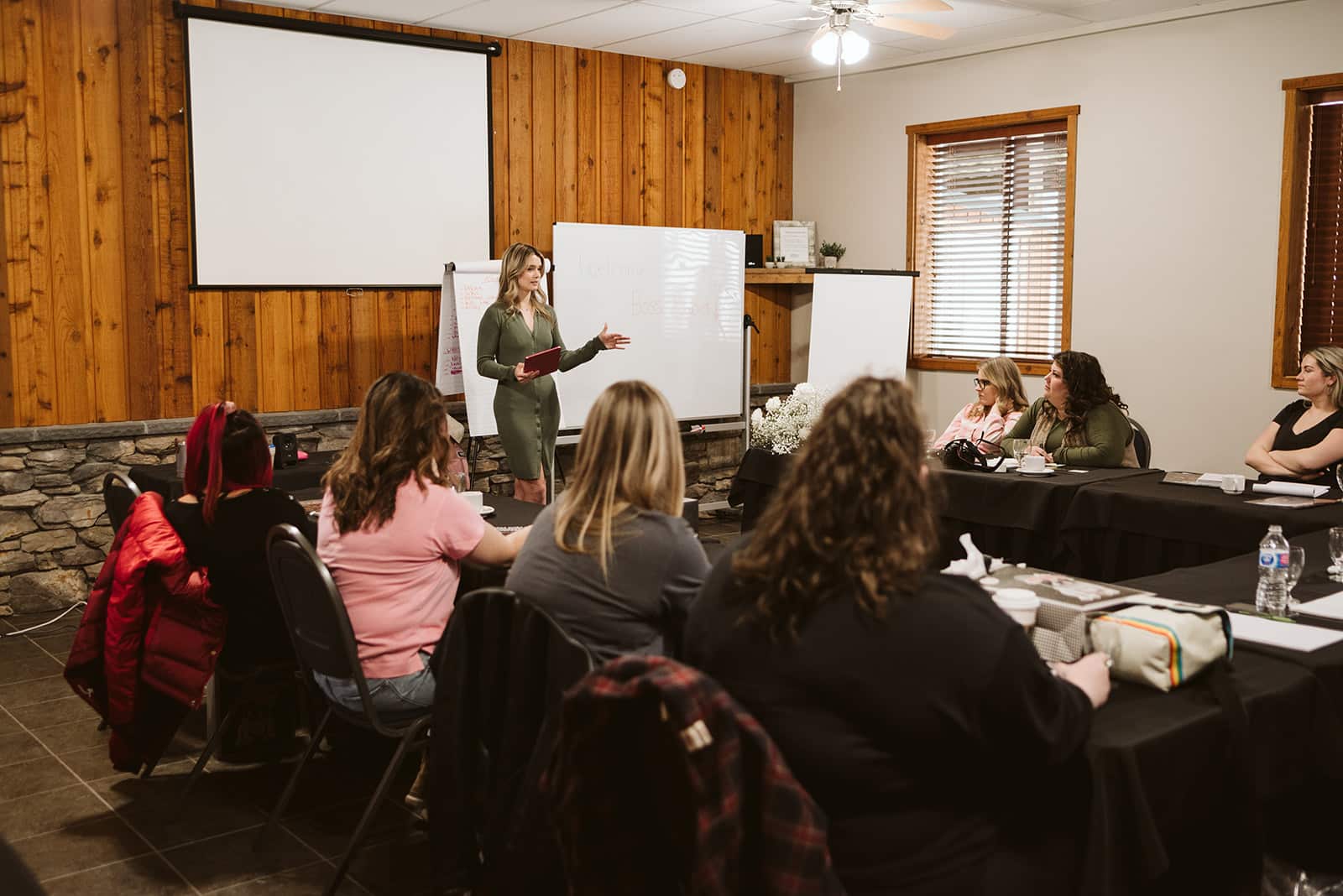 Corporate meeting space with natural light at Fraser River Lodge