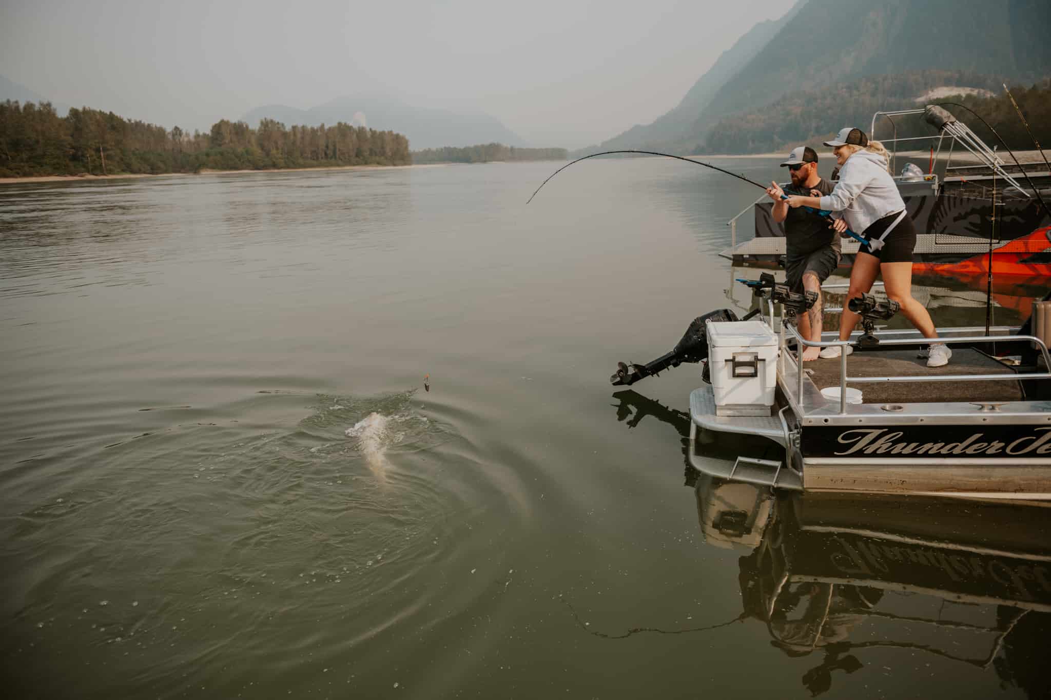 A woman fishing on the Fraser River
