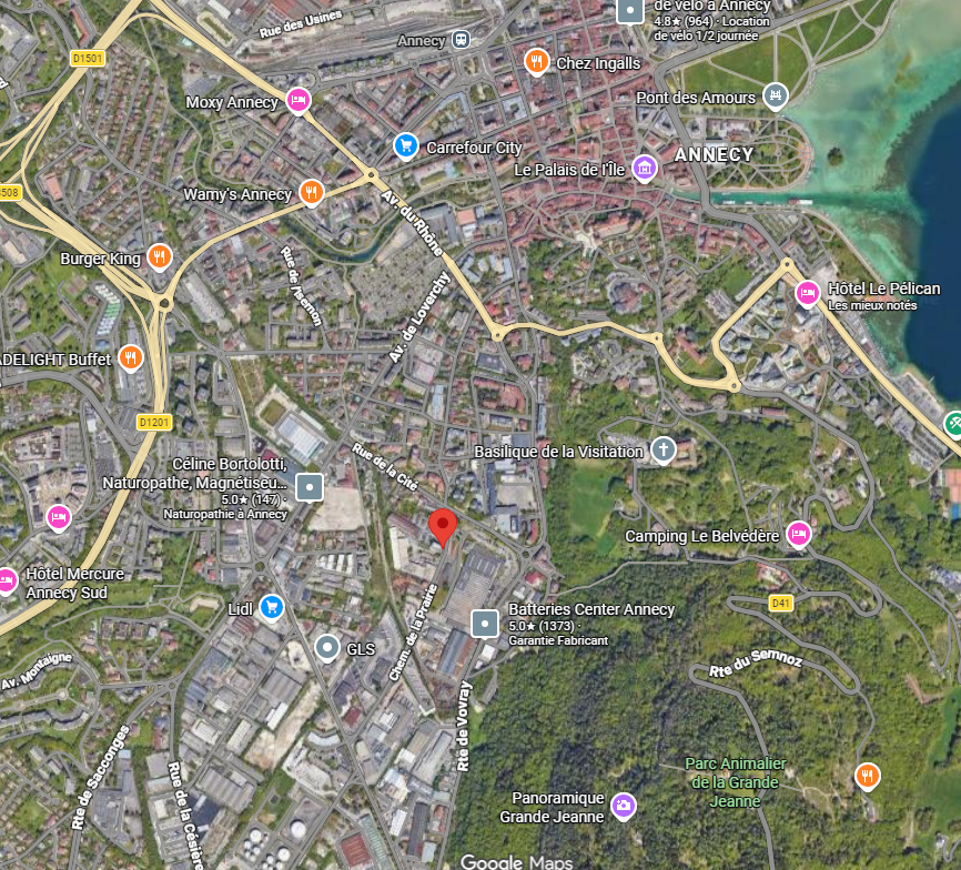 Plan d'accès du cabinet de kiné du sport KVO2, 44 chemin de la Prairie à Annecy