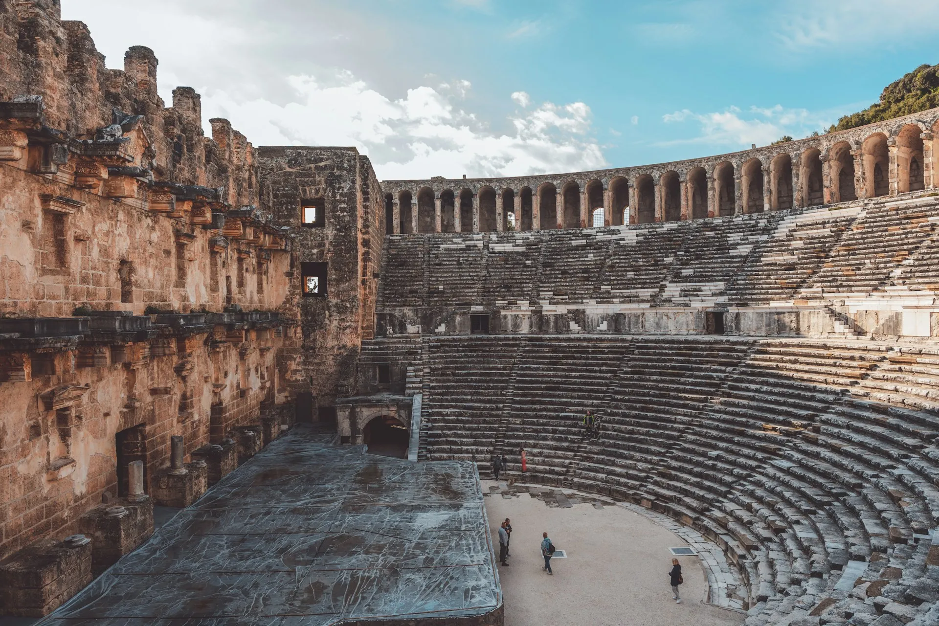 The Roman theatre at Aspendos, with its stage building and arcaded upper gallery