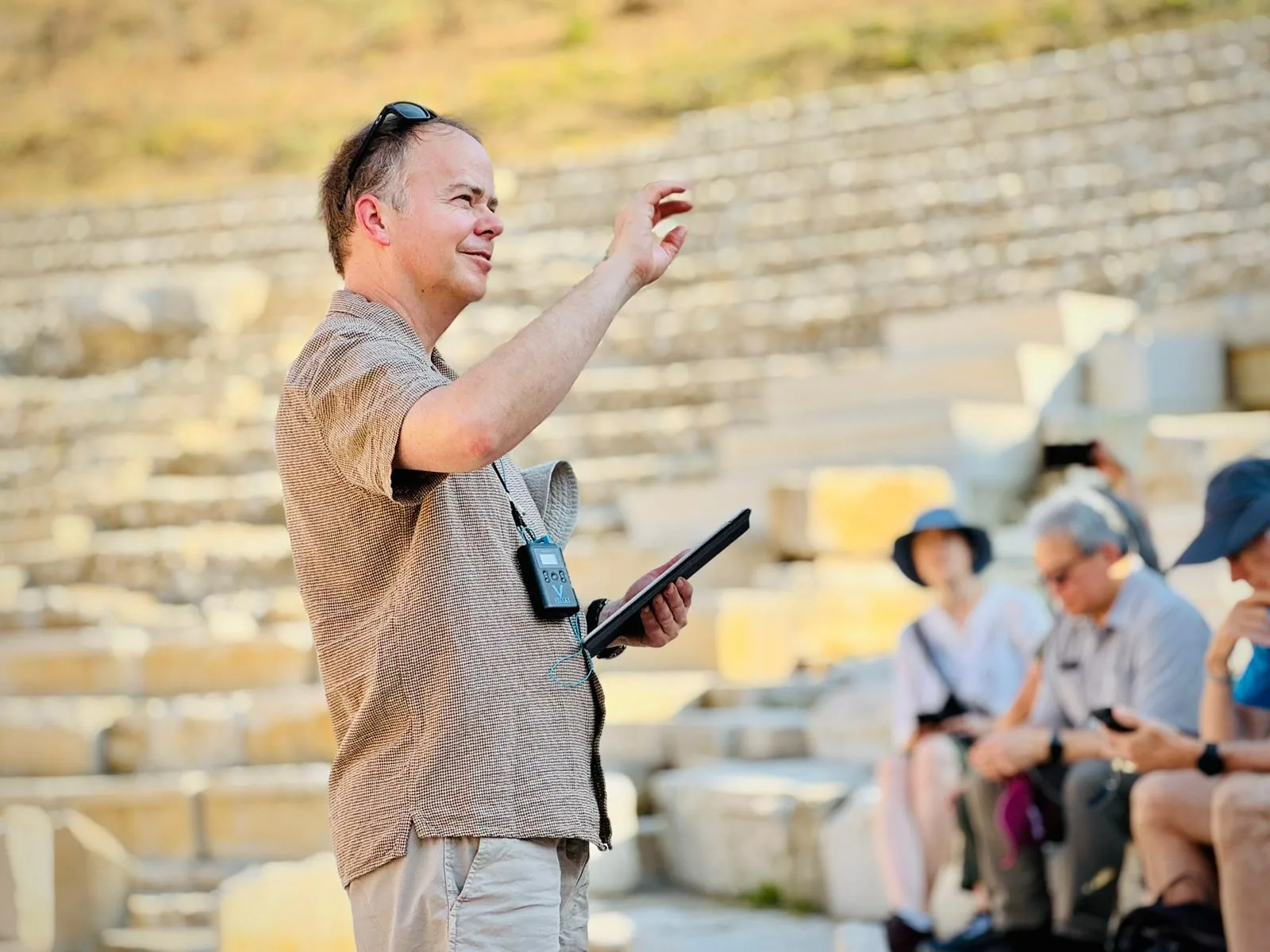 Teaching a group in an ancient theater