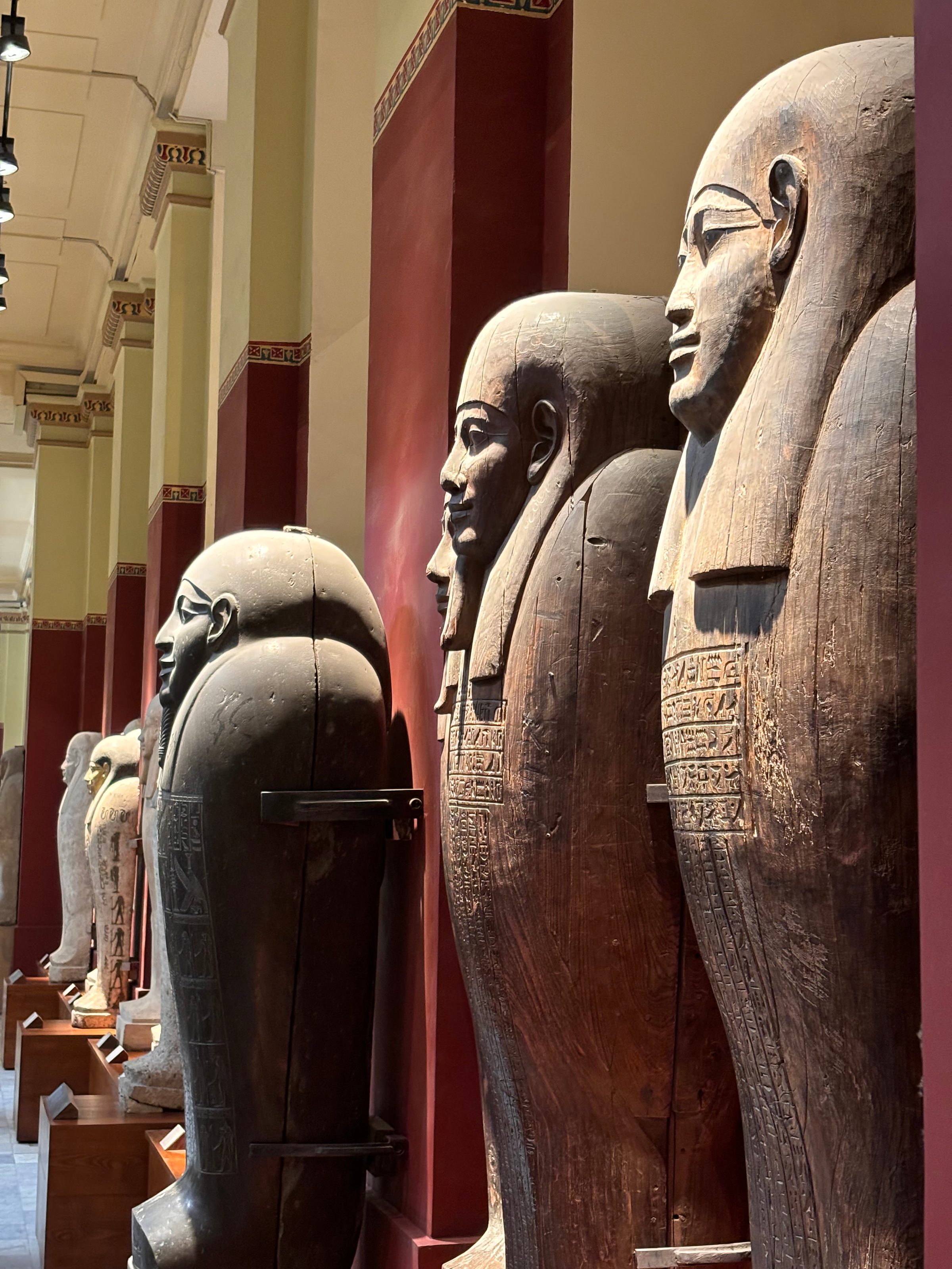 Painted ancient coffins on display in Cairo.