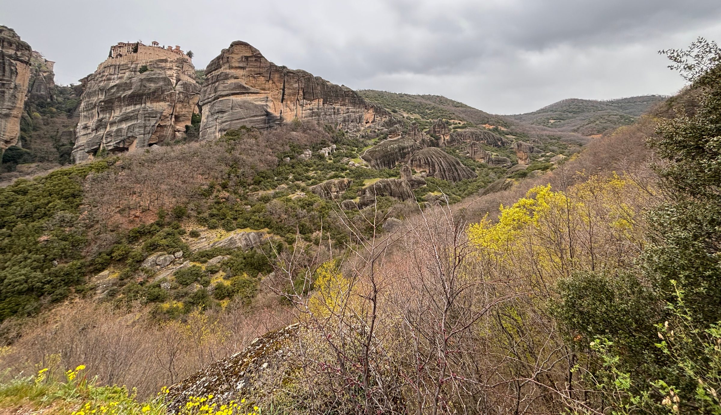 Varlaam Monastery among the rock pillars of Meteora.