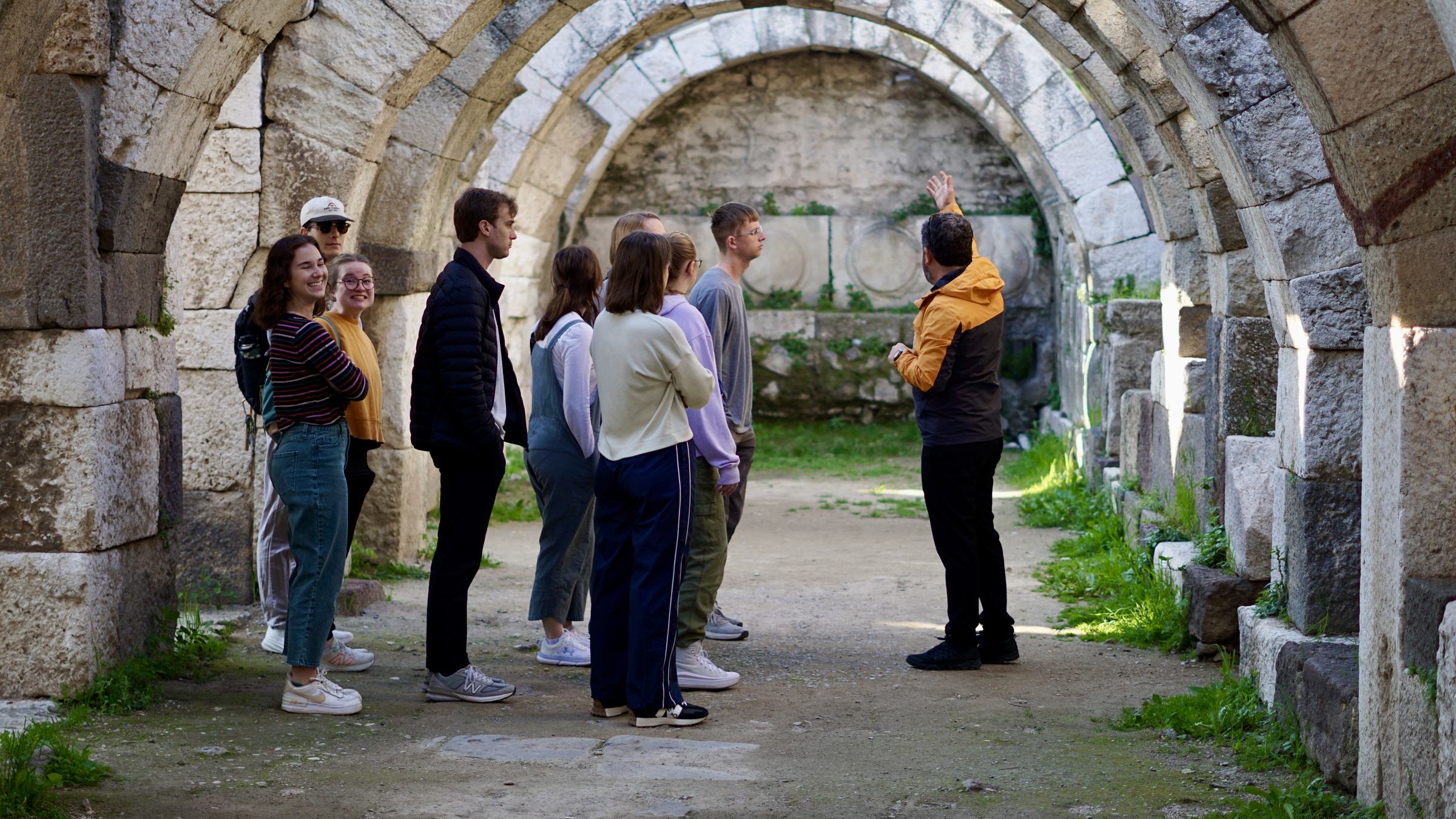 Walking the arcade beneath the agora at Smyrna.