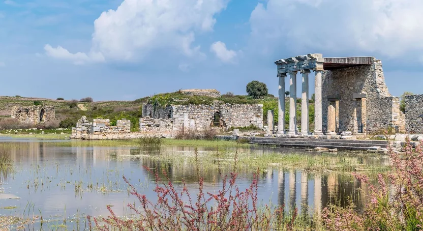 Columns of a temple beside the water at Miletus