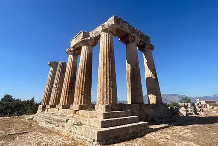 The seven surviving Doric columns of the Temple of Apollo at ancient Corinth