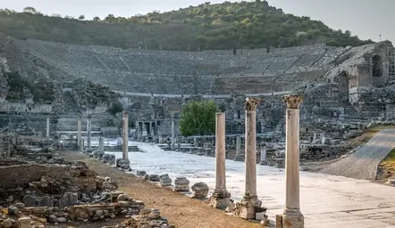 Marble street and columns at Ephesus, Turkey