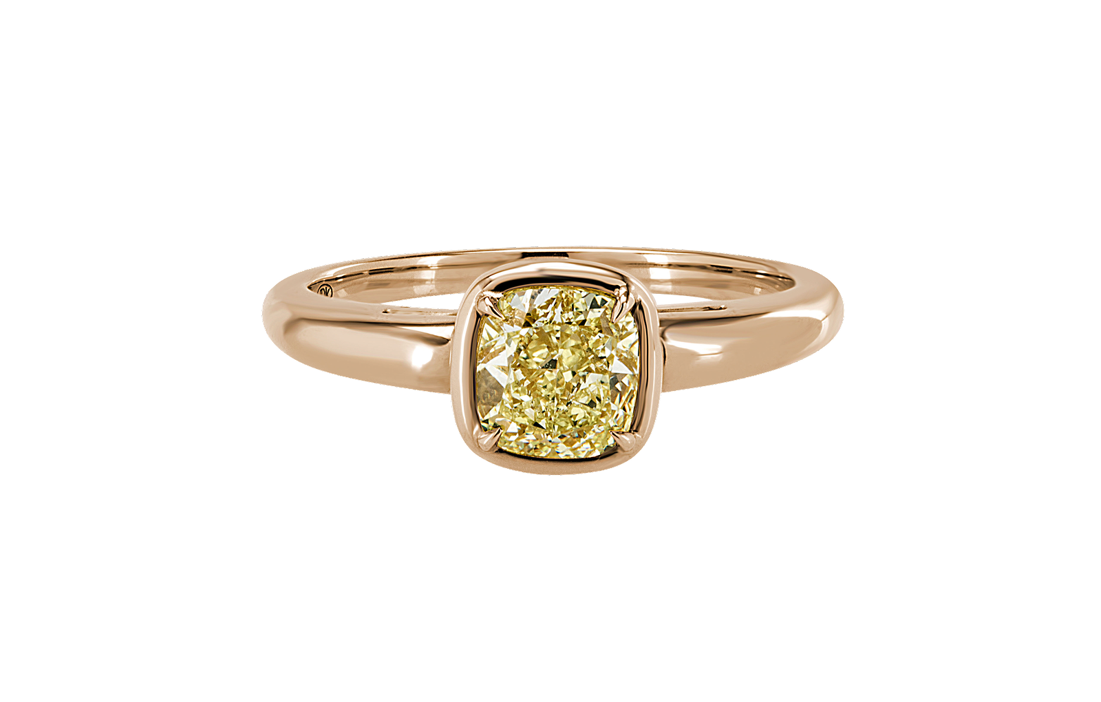 Gul cushion-cut diamant ring 