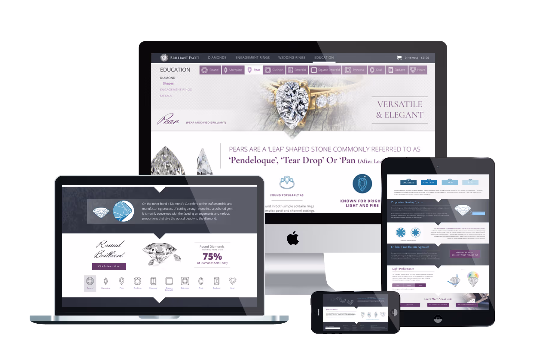 Diamond website design by Allegra Designs