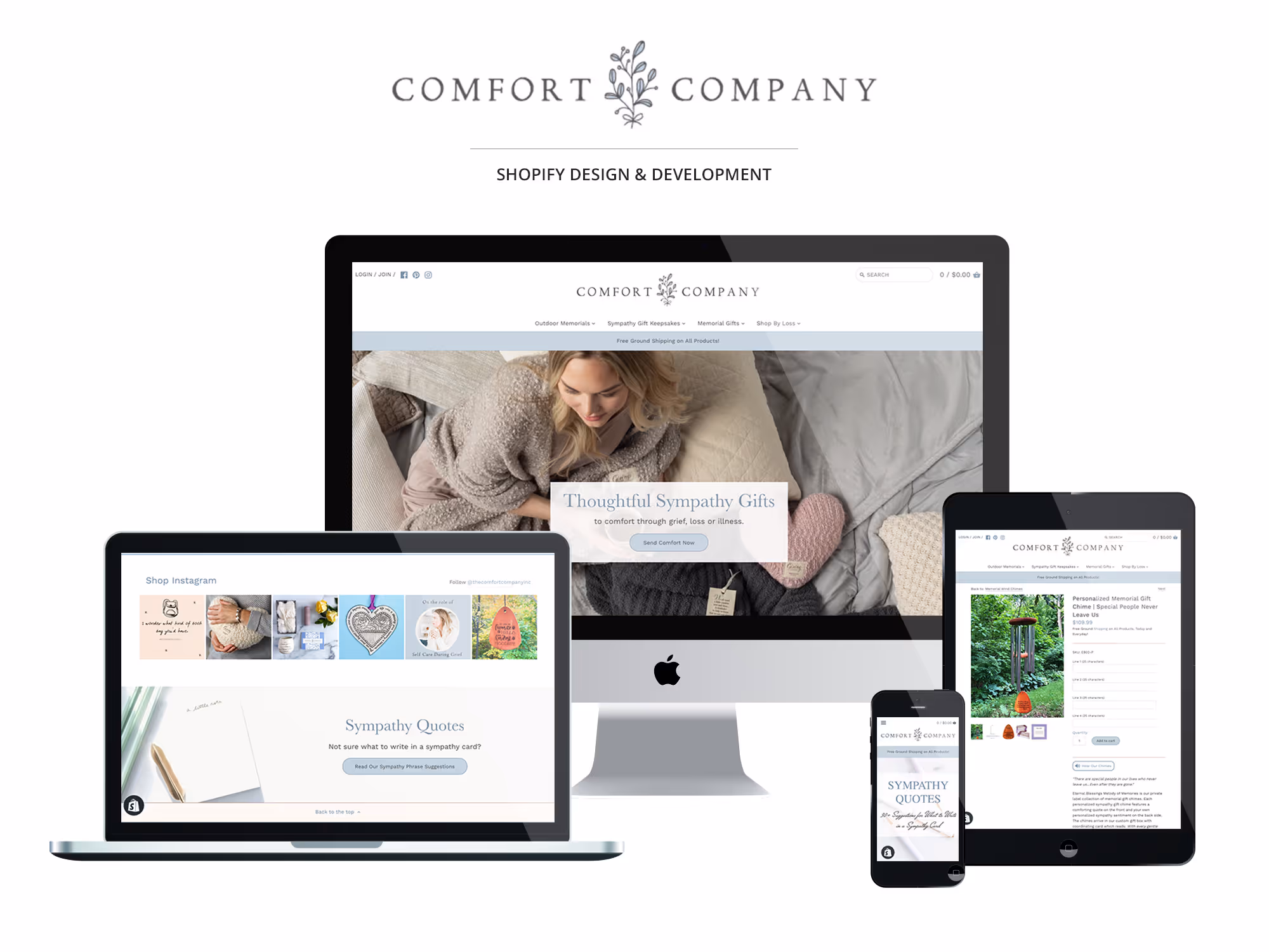 Comfort Company website design by Allegra Designs