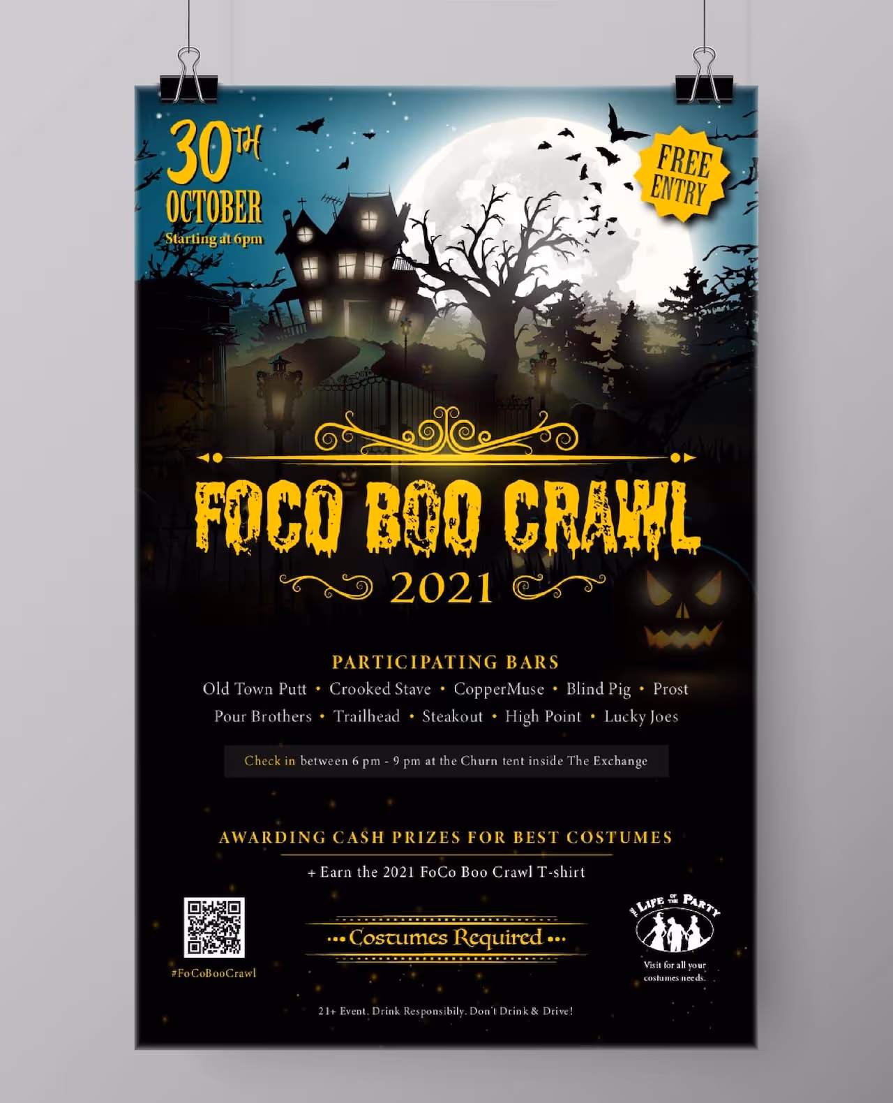 Halloween bar crawl poster by Allegra Designs