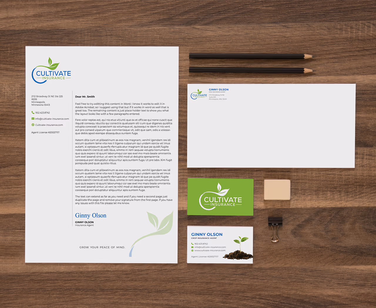 Cultivate insurance branding packet