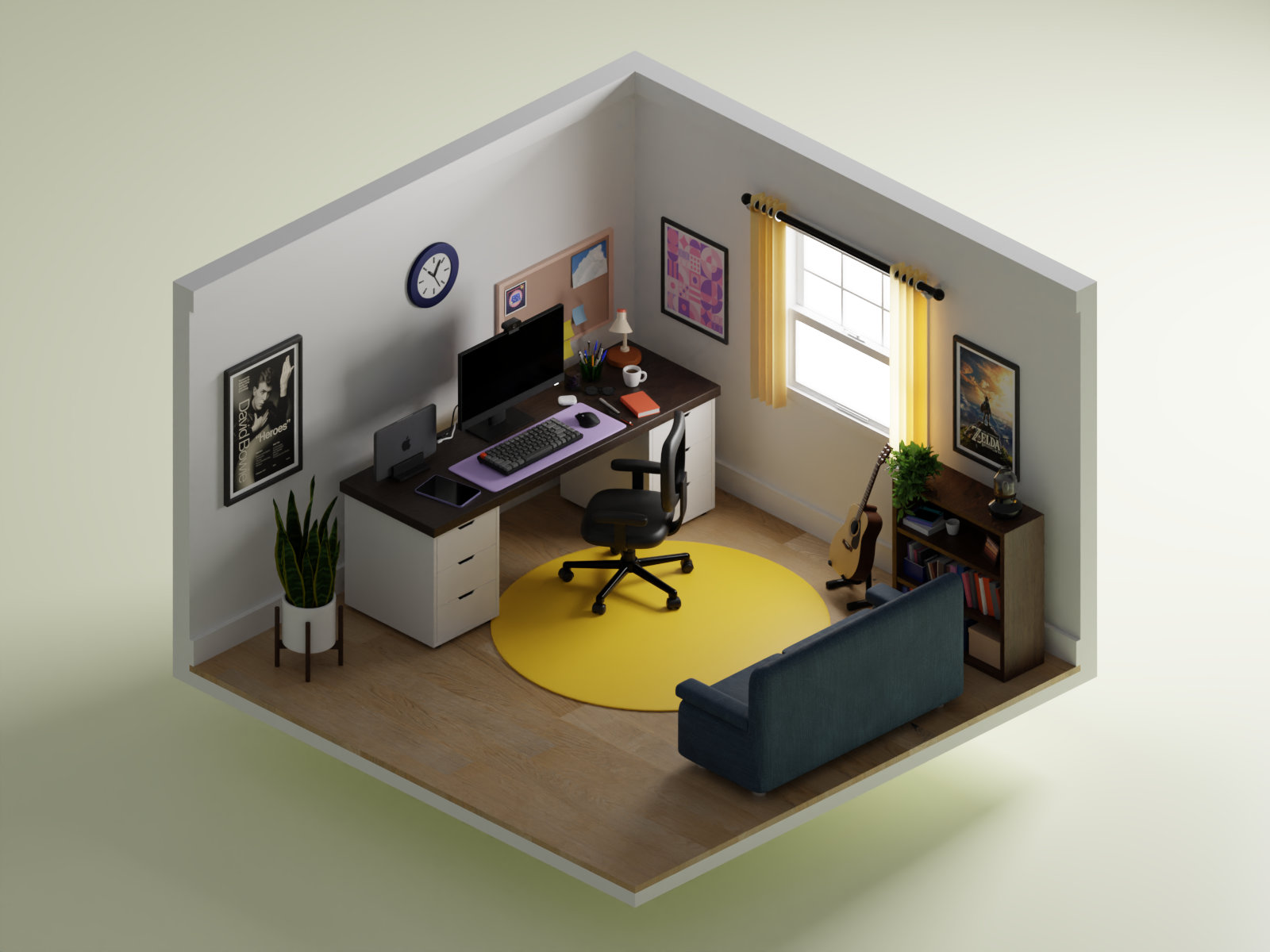 Image showing a 3D render of my home office