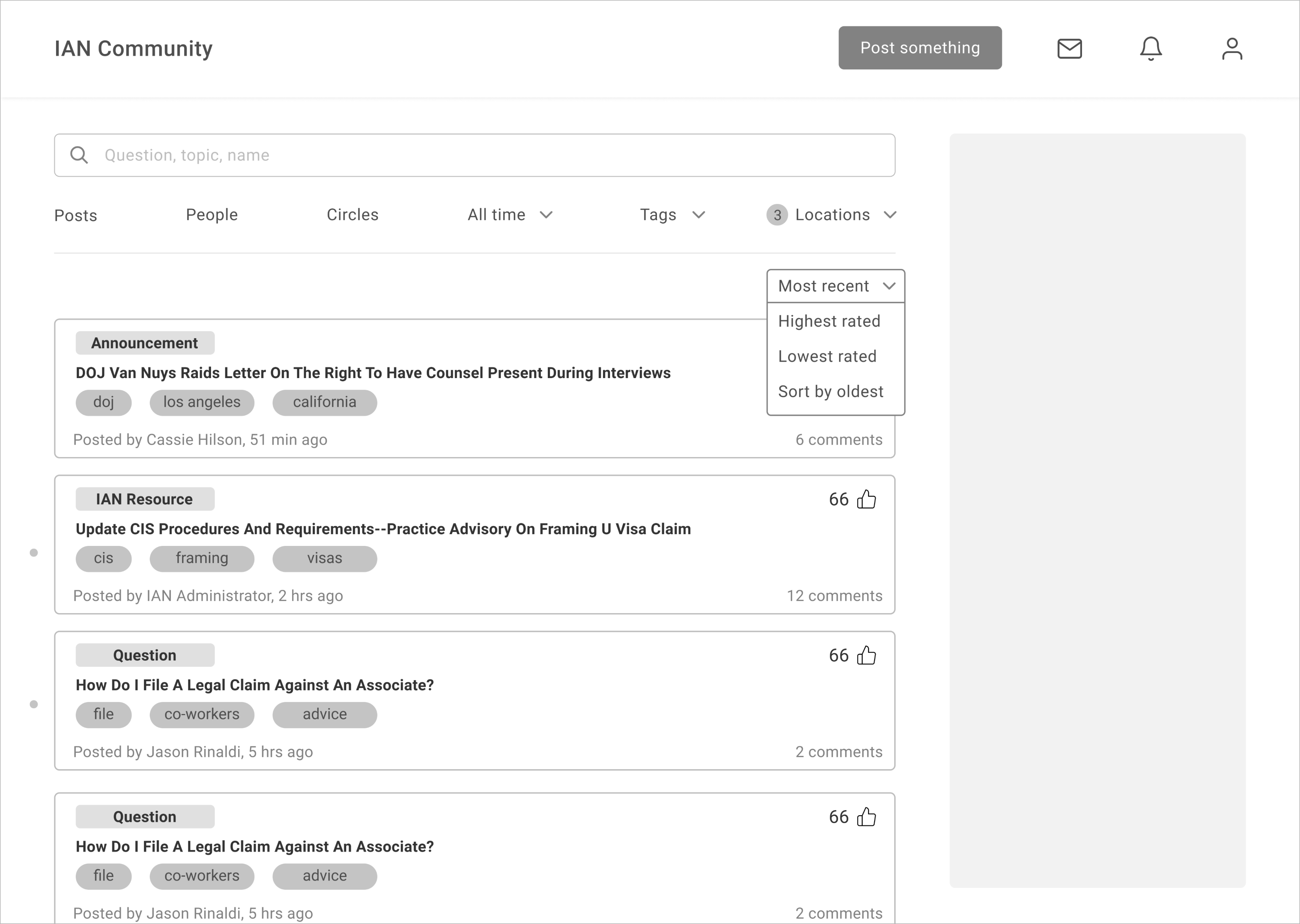mid-fidelity: forum view