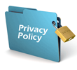 Blue folder labeled Privacy Policy secured with a gold padlock.
