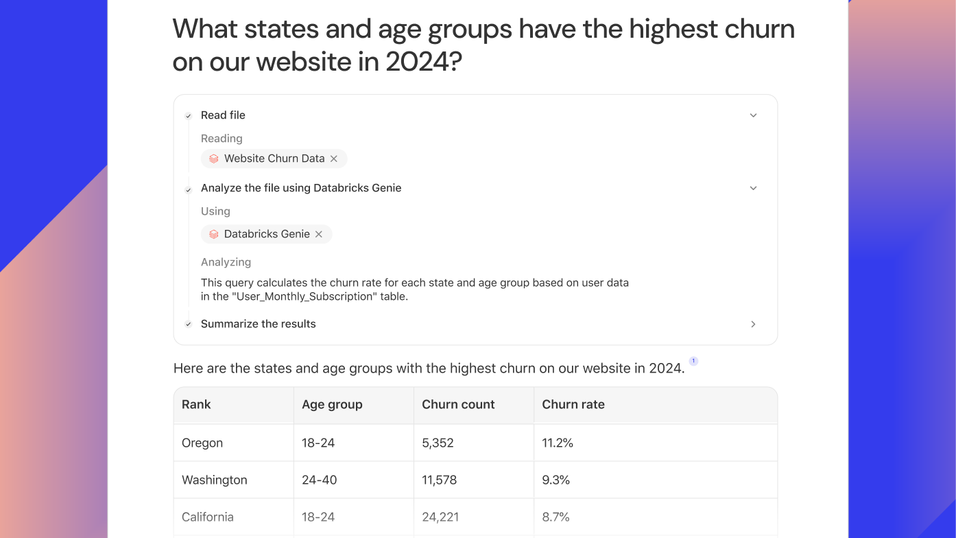 Explore Databricks data with natural language in Glean