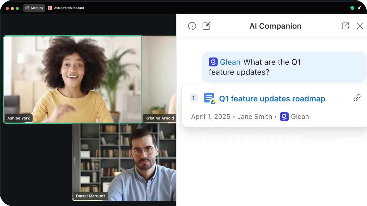 Get company answers with Glean in Zoom AI Companion