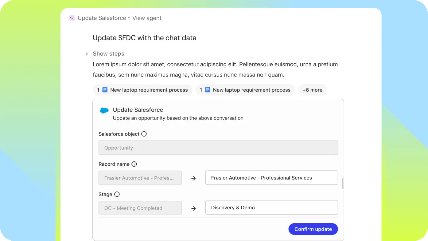 Update Salesforce opportunities directly from Glean