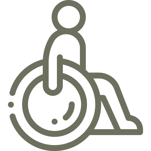 Icon of a person sitting in a wheelchair representing disability access.
