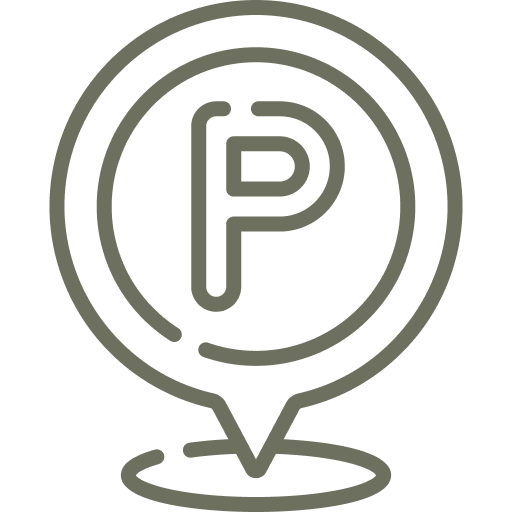 Icon of a parking location marker with a letter P inside a circle.