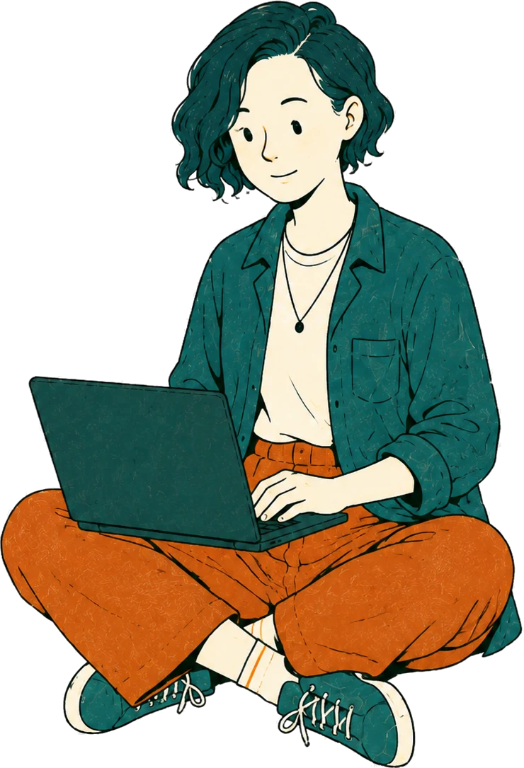 Louise, the Creative Content guide, testing AI answers on her laptop