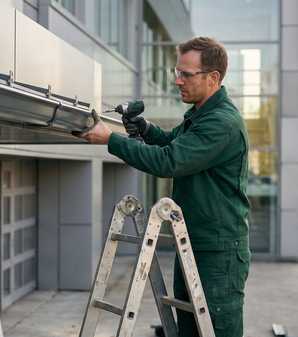 commercial roof gutter system inspection and repair