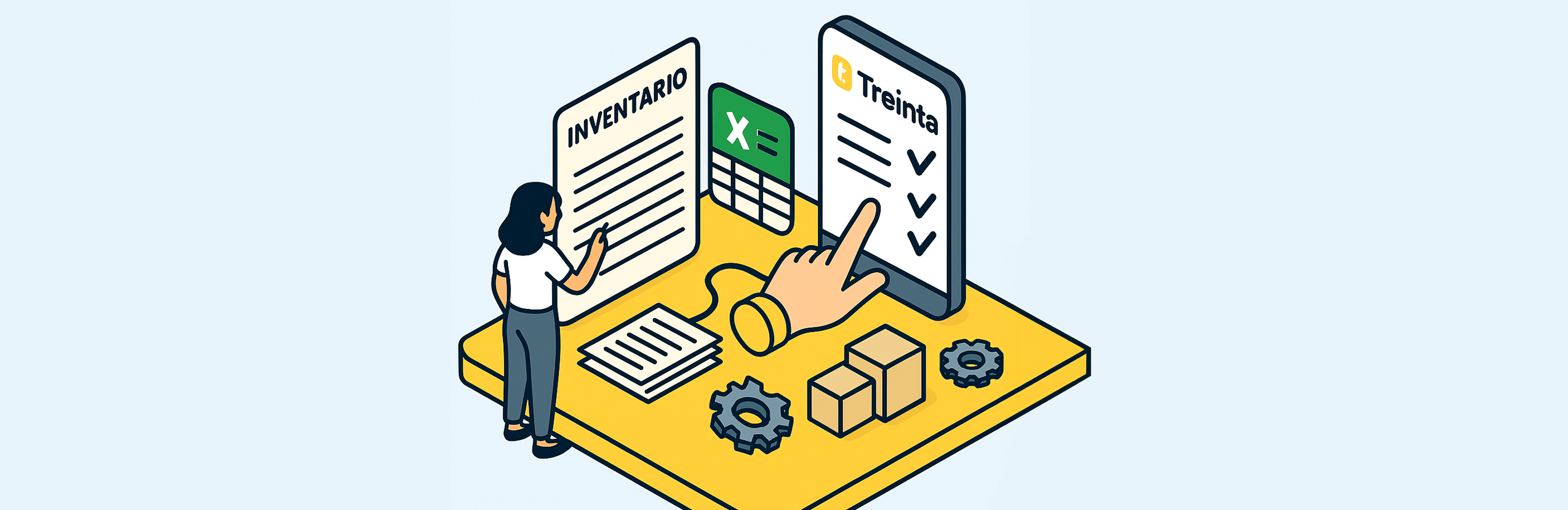 Usuario de Treinta llevando su inventario con un sistema