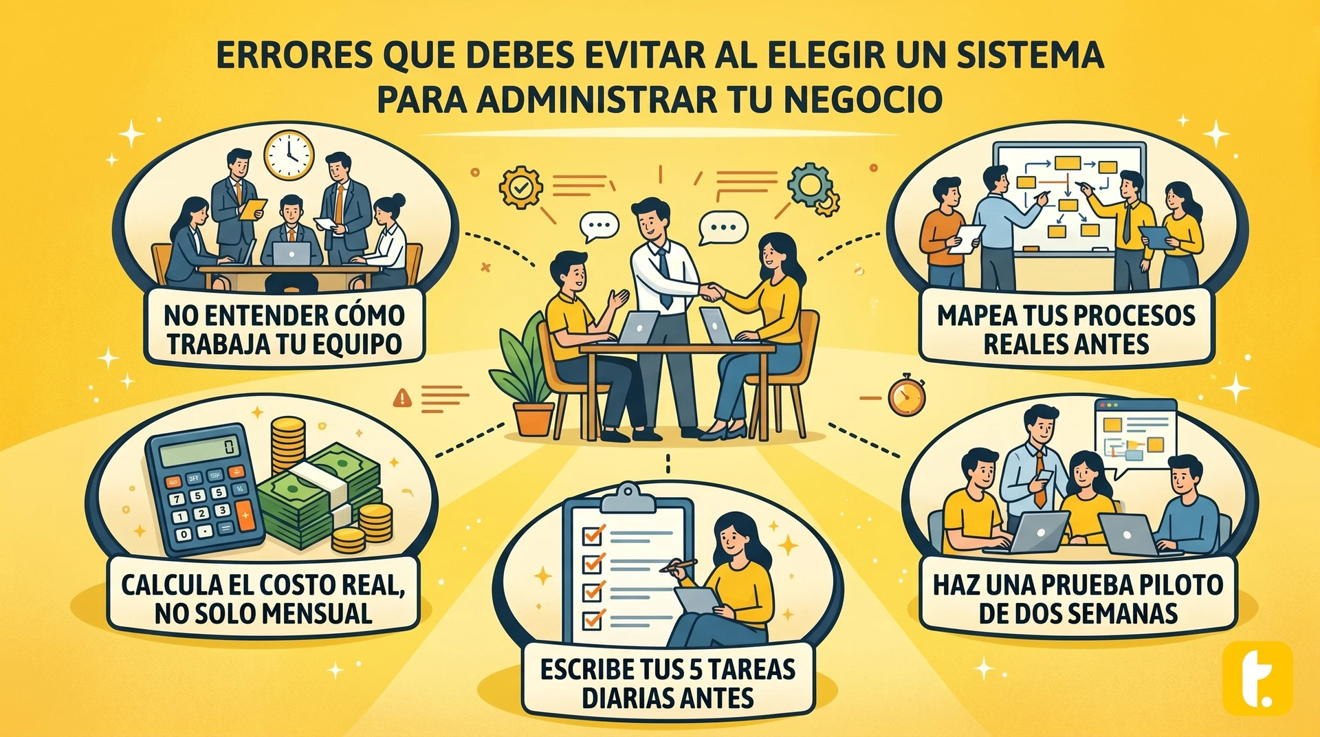Errores comunes al elegir un sistema de gestión empresarial para tu negocio, consejos para evitar problemas.