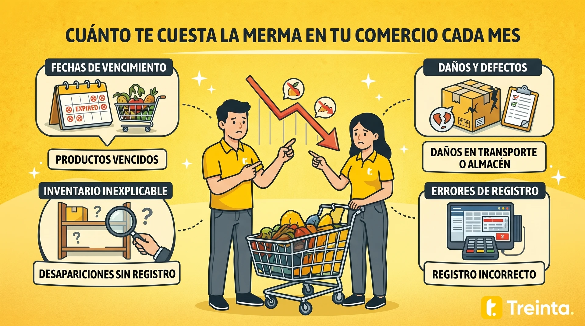 Gráfico que representa la pérdida mensual de ventas en pequeños comercios por merma de productos.
