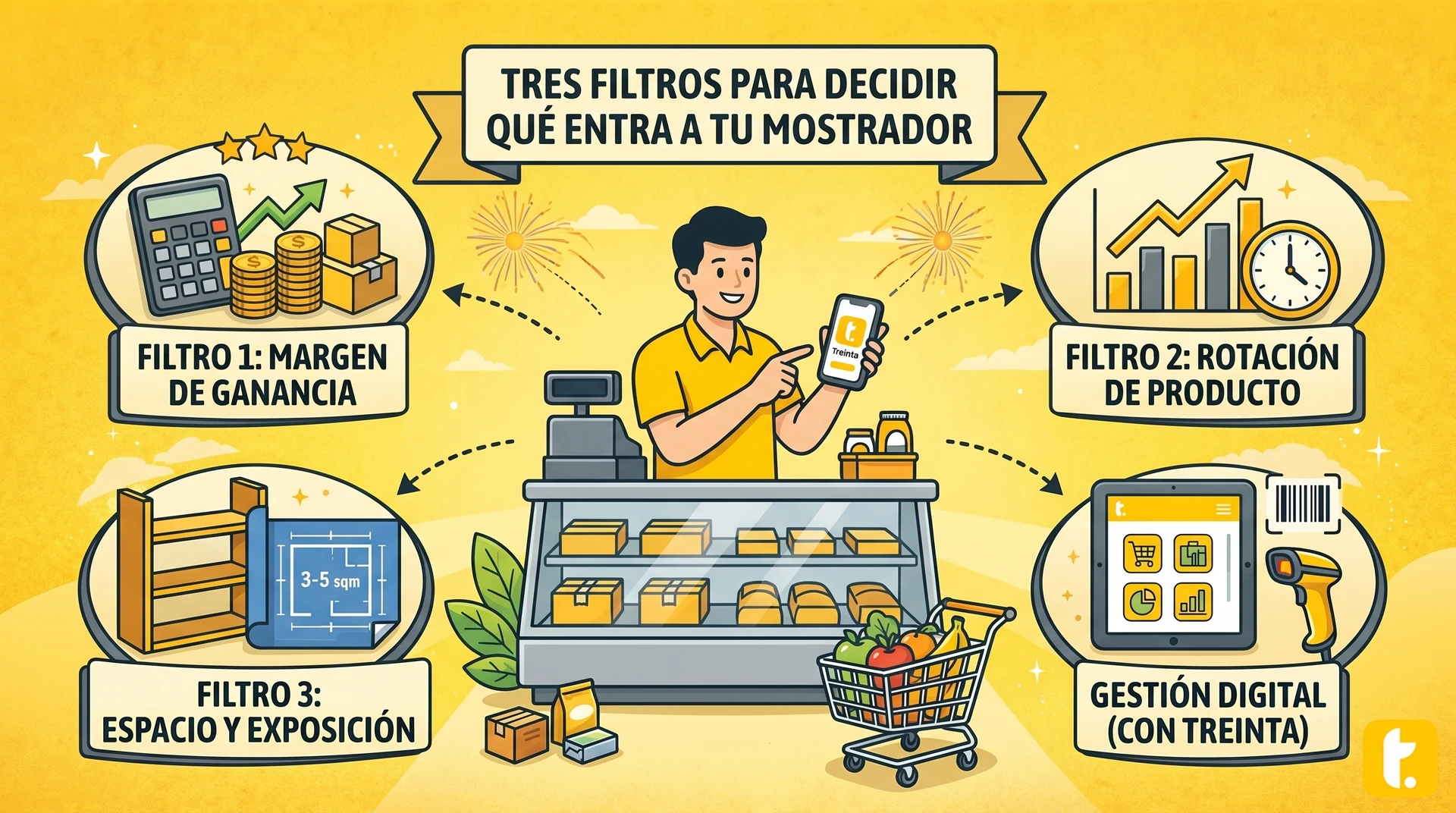 Tres filtros esenciales para optimizar el espacio en un kiosco de 3 a 5 metros cuadrados y mejorar las ventas.