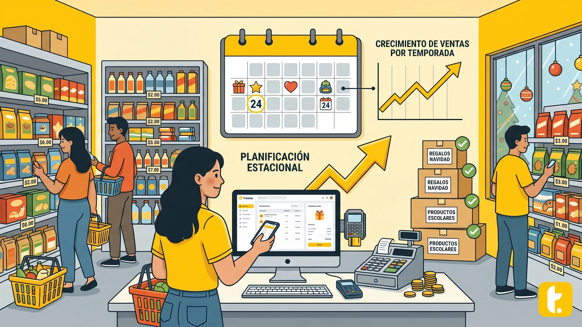 Planificación de inventario para negocios pequeños en Colombia durante la temporada navideña.