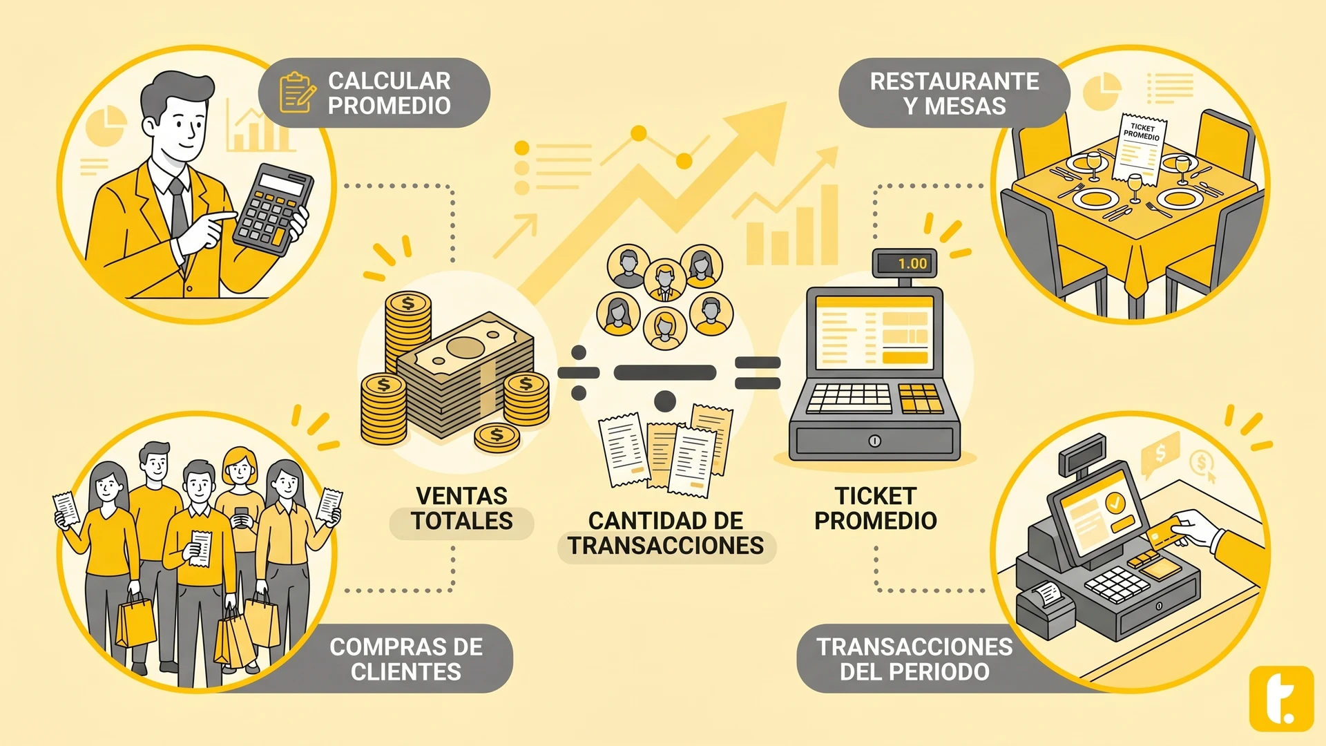 Gráfica que muestra la importancia de aumentar el ticket promedio en restaurantes y su impacto en las ventas.