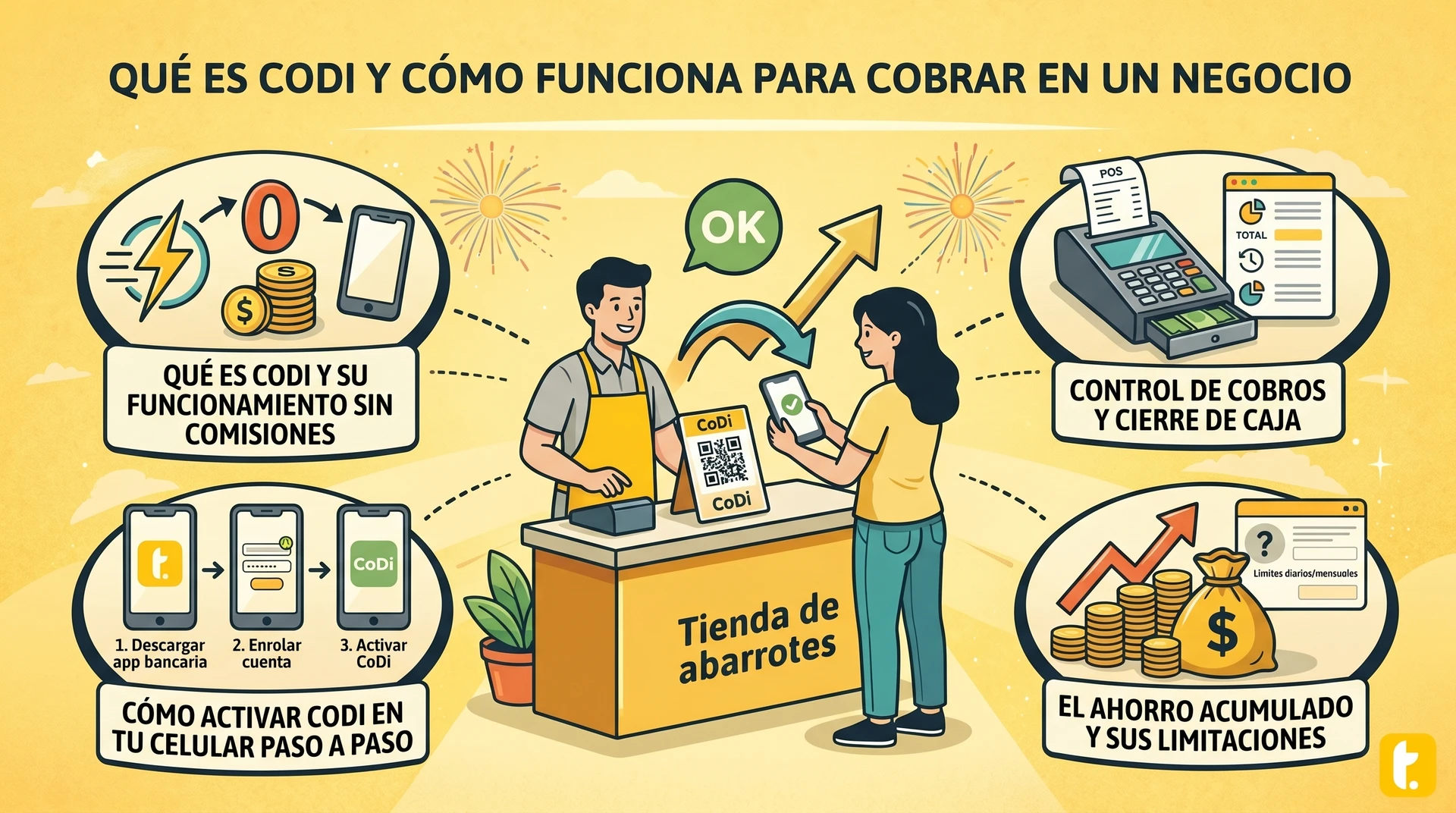 Cubierta de artículo sobre coDi, su funcionamiento y beneficios para cobrar en negocios en México.